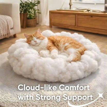 Cat Bed Pillow Cooling Soft Cushion, 20 Inches Small Round Cat Bed, Breathable Flat Pet Bed for Indoor Cats, Washable, Scratch Resistant, Comfortable Cat Bed for Senior Cats