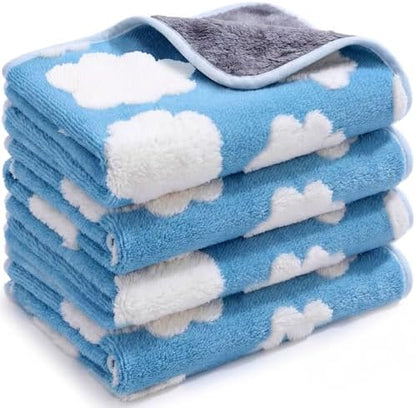 Reginary 4 Pcs Guinea Pig Fleece Cage Liners, White Clouds, 24 x 16 Inch
