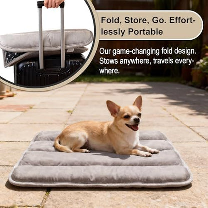 pobopobo Dog Crate Pad, Ultra Soft & Anti-Slip Kennel Mat, Secure Fit for Metal Crates & Dog Cages, Washable Cozy Bed for Small Medium Large Dogs Light Brown, S(23"*14"*1.5")