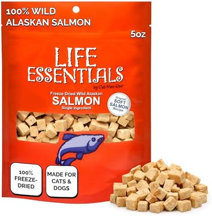 Life Essentials by Cat-Man-Doo | Freeze Dried Salmon Treats | 5oz Bag