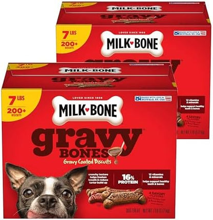 Milk-Bone GravyBones Dog Biscuits, Small Dog Treats, 7 lb. (Pack of 2)