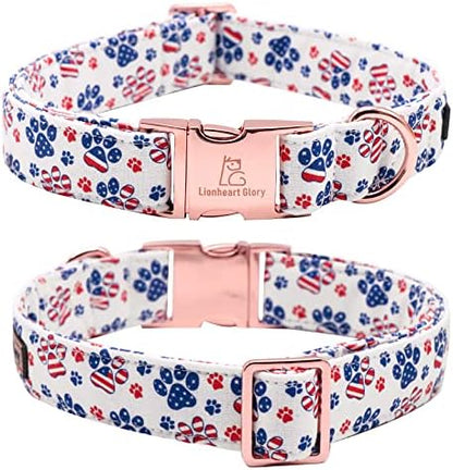 Lionheart Glory American Flag Dog Collar - 4th of July Collar with Adjustable Bow for Small Dogs