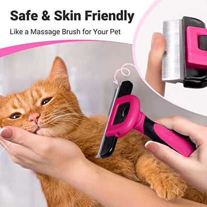 MIU COLOR Pet Grooming Brush, Deshedding Tool for Dogs & Cats, Hot Pink