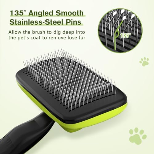 Pecute Skin Friendly Self-Cleaning Slicker Brush for Dog & Cat Shedding