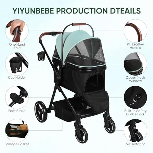 3-in-1 Foldable Pet Stroller for Dogs/Cats