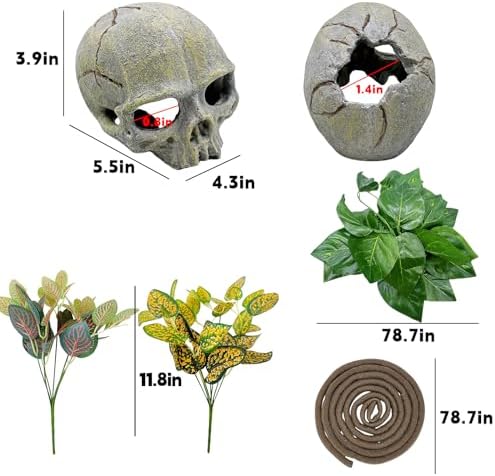 Tfwadmx Aquarium Resin Reptiles Skull Hide Cave Snake Hideout Decor