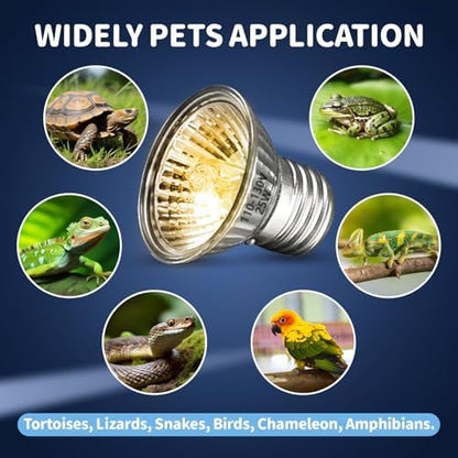 GOZILLA 4 Pack Reptile Heat Lamp, E27 UVA UVB Reptile Light Bulb, Heat Light Bulb for Tortoise, Bearded Dragon, Snakes.(2PCS 25W + 2PCS 50W)