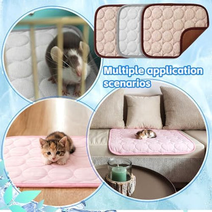 Jetec 3 Pcs Guinea Pig Cooling Mat, Small Animal Beds,Summer,Brown
