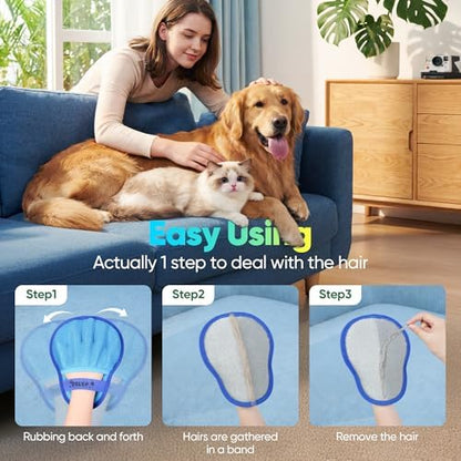 Pet Hair Removal Glove Cat & Dog, Electrostatic Reusable Hair Remover Tool
