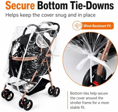 Clear Pet Stroller Rain Cover Waterproof Rain Cover for Stroller EVA Pet Travel Weather Shiel Breathable Covers for Most Single Strollers