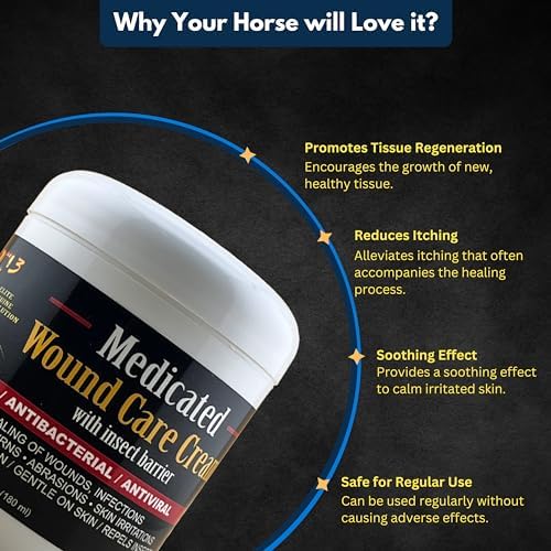 E3 Medicated Wound Cream for Horses, Dogs, Rabbits - Hot Spot Treatment Ointment - Dog Hot Spot Remedy & Paw Care - Non Greasy (1)