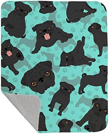 Caroline's Treasures MLM1005LQB Black Pug Quilted Blanket 50x60 Artwork Pattern Quilted Throw Blanket for Bed, Couch, Sofa, Soft and Lightweight