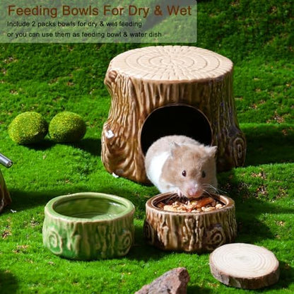 2 Pack Ceramic Hamster Food Bowl Anti-Tip Chew-Proof Water Dish