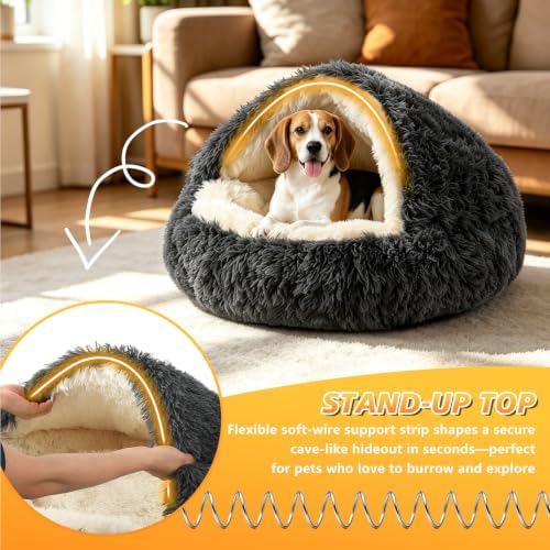 NOYAL Hooded Donut Bed, Calming Cave for Cats & Small Dogs