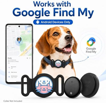 GPS Collar for Dogs, Pet Tracker for Dogs (Android Only), Waterproof Smart Tag Compatible with Google Find My, No Monthly Fee, Dog GPS Tracker Collar for Small Large Dogs (Android Tracker for Dog)