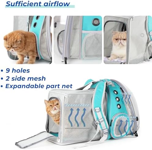 Lollimeow Expandable Cat Backpack Carrier for Large Cats & Small Dogs - Airline Approved Pet Bubble Backpack with Dual-Side Expansion, Perfect for Travel, Hiking & Outdoor Adventures, Up to 16lbs