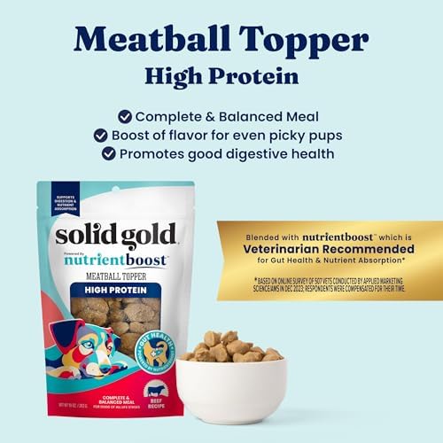 Solid Gold Beef Meatball Dog Food Topper & Treats, Picky Eaters, 3 Pack