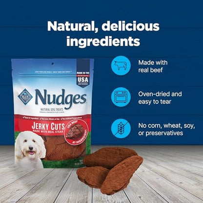 Blue Buffalo Nudges Jerky Cuts Steak Dog Treats, 10 oz