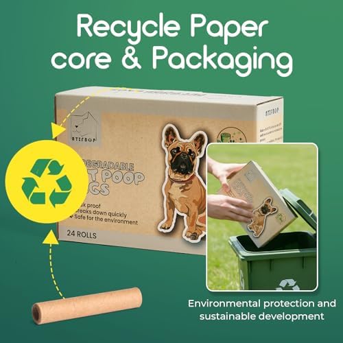 ATIFBOP Biodegradable Dog Poop Bags 360 Count, 24 Rolls Unscented