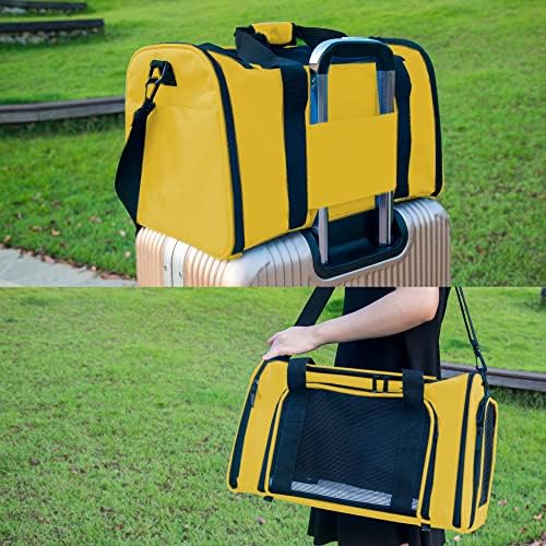 Soft Sided Carrier for Small Medium Cats Dogs,Removable Pad Collapsible Travel Pet Carrier Large Yellow