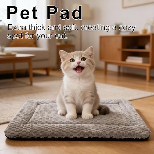 Dog Bed Mat – Soft & Comfortable Dog Kennel Pad for Crate – Durable Crate Bed & Mat for Dogs & Cats (Light Gray, XS(18"*14"*1.5"))