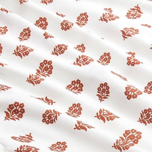 Amazon Basics Lightweight Microfiber Comforter Sets, 2-Pieces, Off White, Floral, Twin/Twin XL