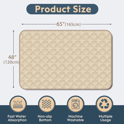 FunFurry Washable Pee Pads for Dogs - 1 Pack Reusable Pee Pads，Waterproof Puppy Pads，Pet Training Pads，Super Absorbent with Dog Paw Shape Non-Slip Backing (Cream, 48" X 65" - 1 Pack)