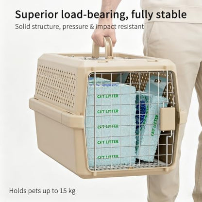 RIZZARI Beige Dog Carrier: Portable Pet Crate for Travel & Home Use