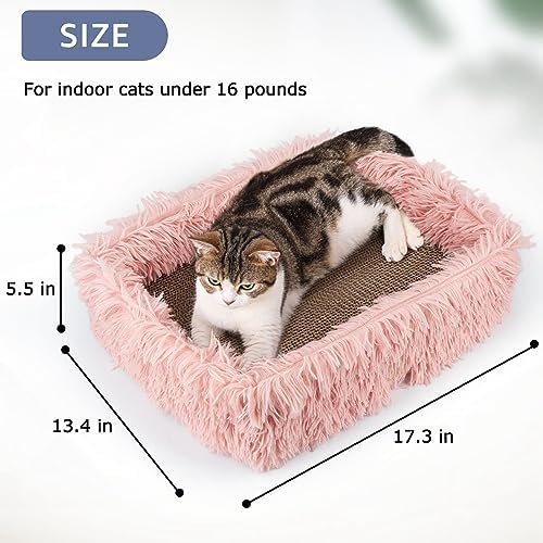 Cat Lounge Scratcher Box with Removable Cardboard (Pink)
