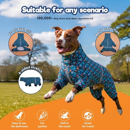 LovinPet PJS Dog Jumpsuit, Reflective Stripe Green Bubble Print, 2XL