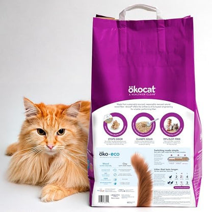 ökocat Low Tracking Natural Wood Clumping Cat Litter, Odor Control 21.5 Lbs