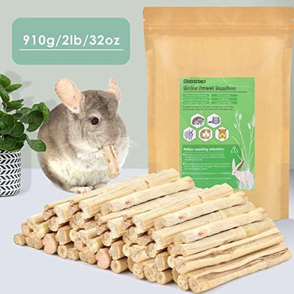 Bissap 910g/2Ib Sweet Bamboo Chew Sticks for Rabbits, Bunny Molar Treats Snack for Small Animals Hamsters Chinchillas Guinea Pigs Squirrels Natural Teeth Grinding Toys