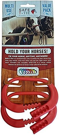 Injuries Preventing Horse Tether Tie - Portable & Reusable Breakaway Horse Tie - Safety for You & Your Horse - Quick Release Horse Tie - 5 Customizable Loop Setting - 2pcs (Red)