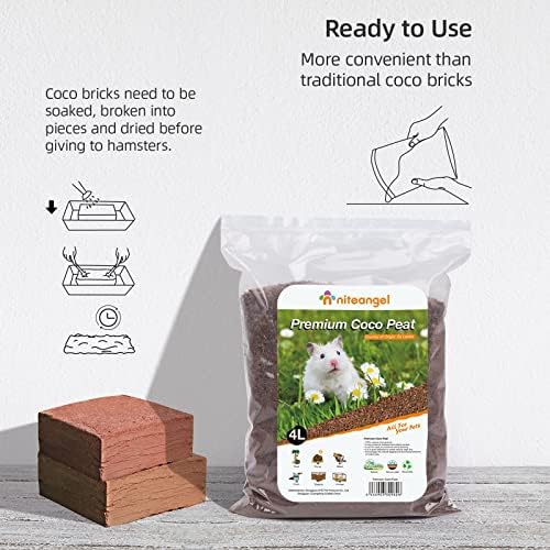 Niteangel Natural Coco/Cork Hamster Bedding: 4L Absorb Odors & Low Dust