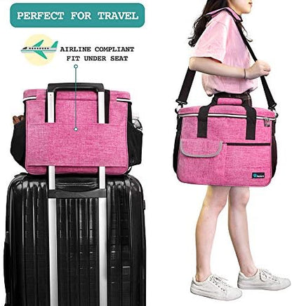 PetAmi Dog Travel Bag Organizer, Pet Supplies Tote Diaper Bag, Pink Medium