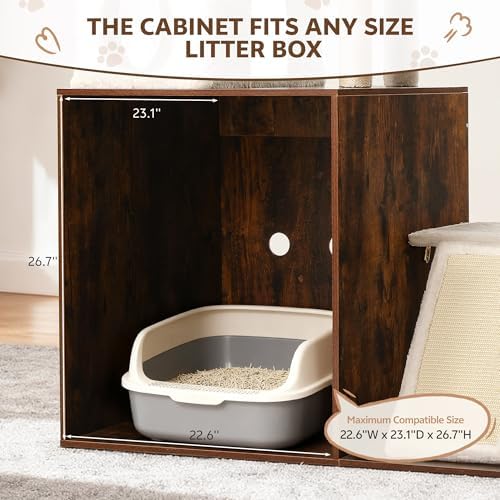 Cat Tree Tower for Automatic Litter Box, 68 Inches, Rustic Brown