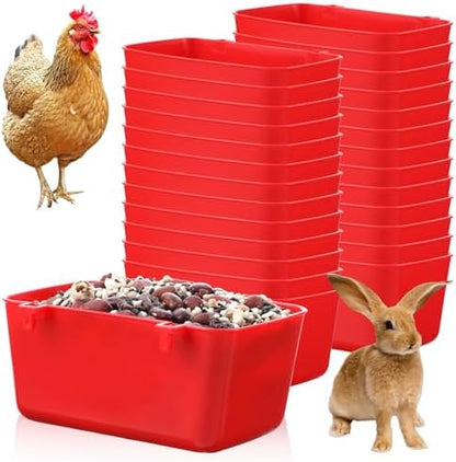 26 PCS Chicken Feeder Cups, 18 OZ Cage Cups for Chickens, Hanging Rabbit Feeder Waterer Cups, Plastic Birds Feeders for Pet Bunny Gamefowl Poultry Parrot(Red)