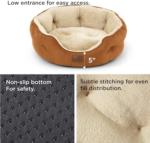 Bedsure Small Dog Bed Washable,Round Cat Beds for Indoor Cats,25in