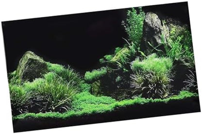 Aquarium Poster, Seafloor Water Grass Fish Background Decoration 3D PVC Self Adhesive Fish Wallpaper Sticker for Aquarium Fish Decoration(24.0 x 15.7in)