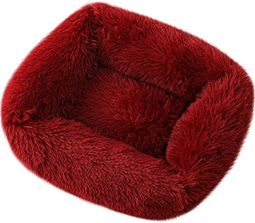 La La Pet® Donut Dog Cat Bed Cozy Cave Pet Bed Burrow Dog Bed Calming Cuddler Self-Warming Pet Bed Soft Plush Pet Cushion Improved Sleep for Cats Small Medium Dogs Red L