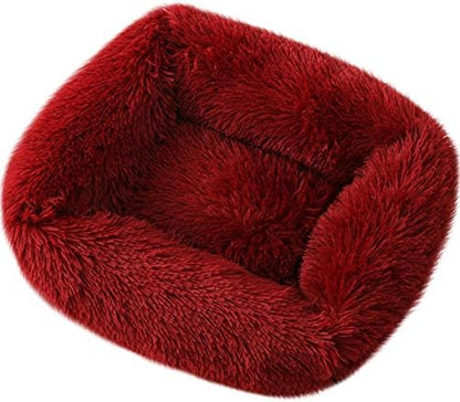 La La Pet® Donut Dog Cat Bed Cozy Cave Pet Bed Burrow Dog Bed Calming Cuddler Self-Warming Pet Bed Soft Plush Pet Cushion Improved Sleep for Cats Small Medium Dogs Red L