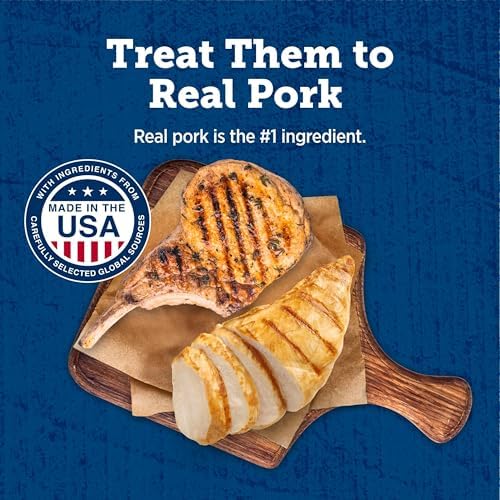 Blue Buffalo True Chews Dog Treats, Made in the USA with Natural Ingredients, Pork and Chicken Sausage Recipe, 14-oz Bag, (Pack of 6)