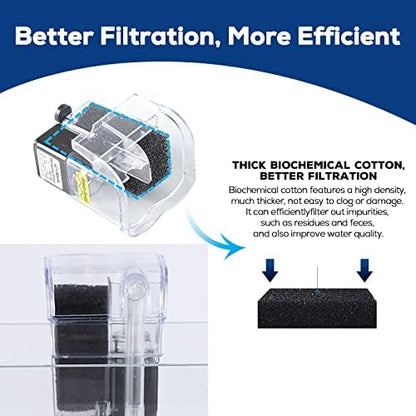 LAQUAL 3 Gallon Ultra Clear Glass Fish Tank and 5 Gallon Aquarium Filter, Rimless Low Iron Aquarium for Betta/Nano/Goldfish/Snail/Shrimp