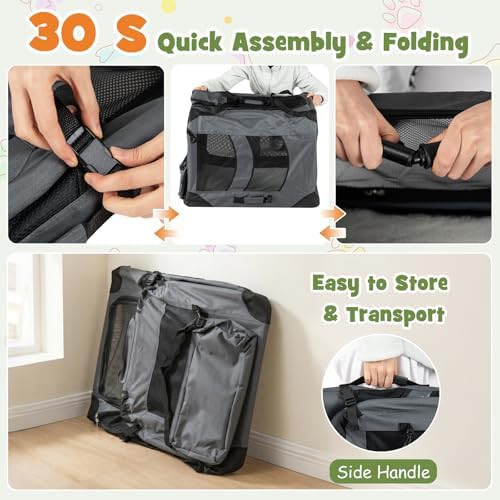 Giantex Collapsible Soft Dog Crate, 33 Inch Portable Travel Dog Kennel