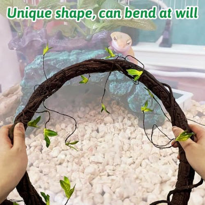 VCEPJH Extra Large Reptile Vines Thick Terrarium Plants 78 Inches Long Flexible Climbing Branch with Leaves Snake Tank Accessories Greenery Habitat Decor for Bearded Dragon Chameleon Gecko Lizard