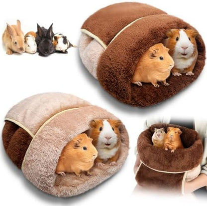 Wenqik 2 Pcs Guinea Pig Fleece Hideouts, Dark Brown, Light Coffee, Plain