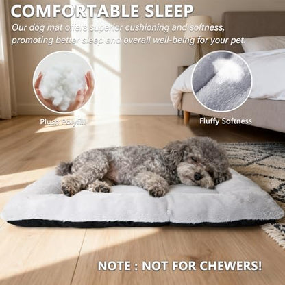 Cat Beds for Indoor Cats Washable Dog Bed Crate pad for Extra Small Dogs Ultra Soft Pet Kennel Pad for Cage Flat Puppy Kitten Cushion Sleeping Mat Anti-Slip Light Grey 22 x 13
