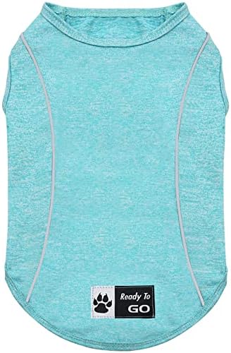 KYEESE Reflective Dog Shirt, Lightweight Sun Protection Dog T Shirts for Small Dogs Boy, Breathable Sleeveless Pet Tank Top Summer Dogs Clothes for Night Walking Outdoor, Lake Blue, M