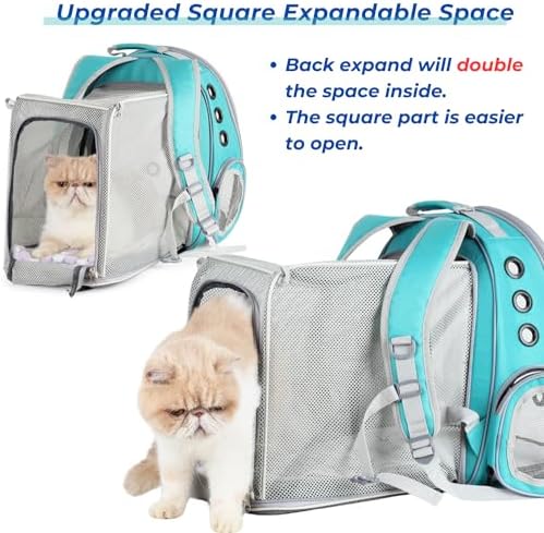 Lollimeow Cat Carrier Backpack, Expandable Bubble Pet Carrier for Cats and Small Dogs, Airline Approved Travel Backpack for Hiking, Walking & Outdoor Adventures - Supports up to 14 lbs