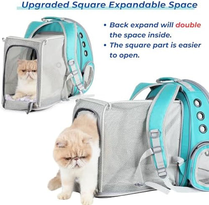 Lollimeow Cat Carrier Backpack, Expandable Bubble Pet Carrier for Cats and Small Dogs, Airline Approved Travel Backpack for Hiking, Walking & Outdoor Adventures - Supports up to 14 lbs